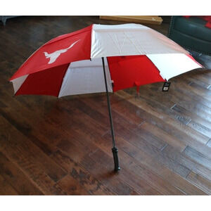 62" Arc Shed Rain Windjammer Vented Golf Umbrella Red White Longhorns